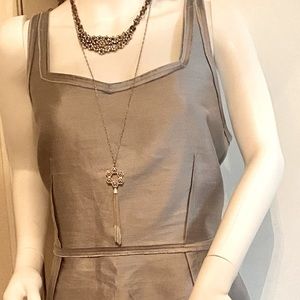 Talbots Silk & Wool Sweetheart Neckline Dress, Fully lined Silver Gray Sz 16 NWT